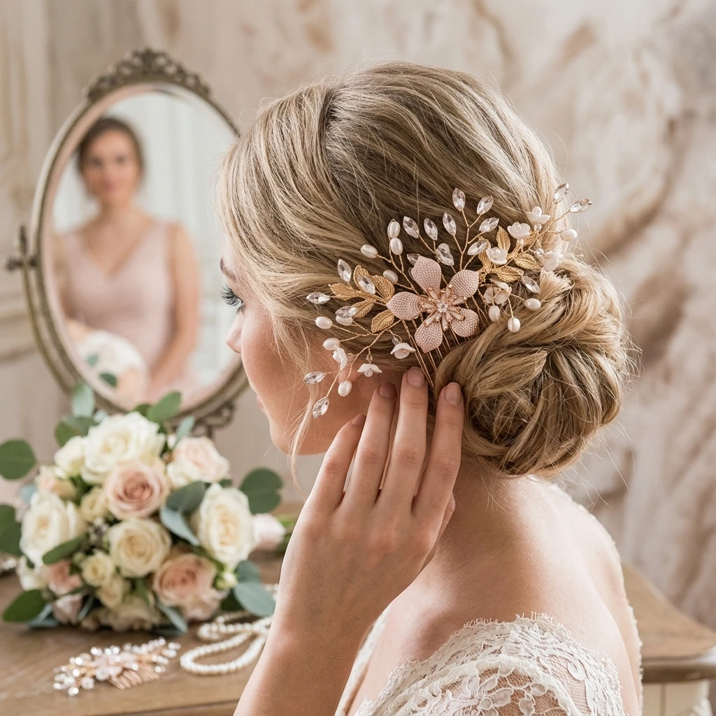 Bridal Hair Comb Handwoven Pearl Accessory Wedding Party Headpiece Elegant Vintage Style for Bride Bridesmaid Jewelry Gift