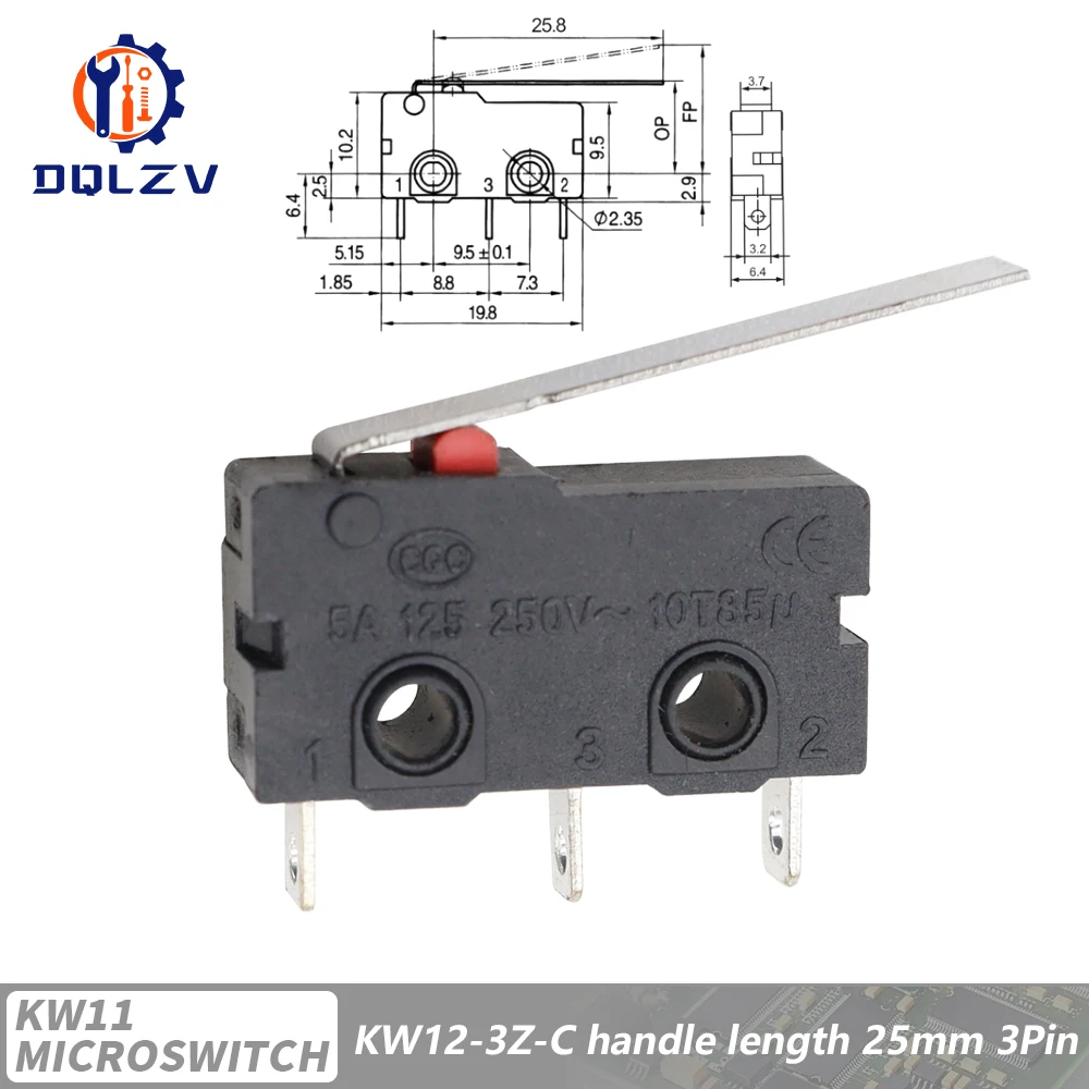 5A 125V250V KW12 Reise Endschalter KW11-3Z-2 Mit Griff 16mm Kontakt Taste Mikroschalter KW12-N 2Pin/3Pin KW12-A NO/NC