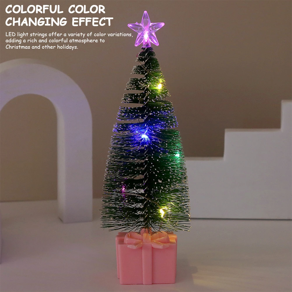 Christmas Tree Statue Light Xmas Tree Miniature Decorative Xmas Tree Desktop Ornaments Creative Christmas Party Favors