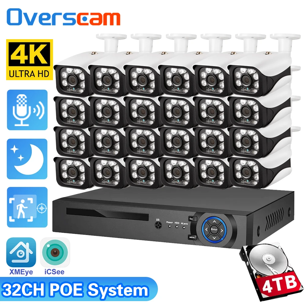 

4K NVR 32 Channel Kit 5MP POE CCTV Camera Security System Kit 32CH XMEYE POE IP Camera Video Surveillance System Set H.265 24CH