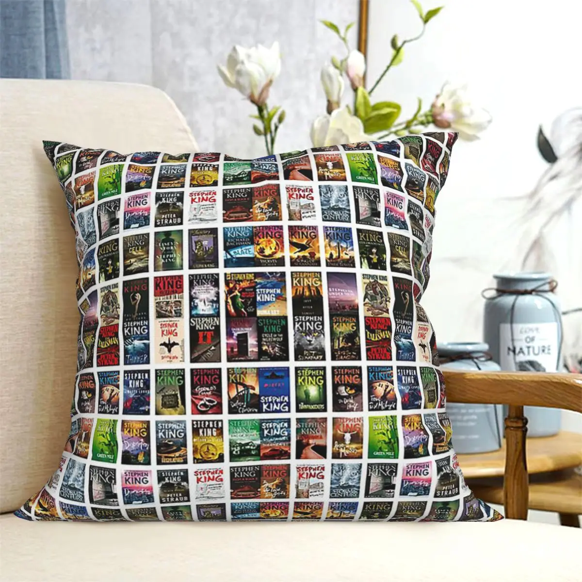 Complete Works Of Stephen King Square Pillowcase Cushion Cover Pillow Case Throw Pillow Cover for Home Bedroom Car