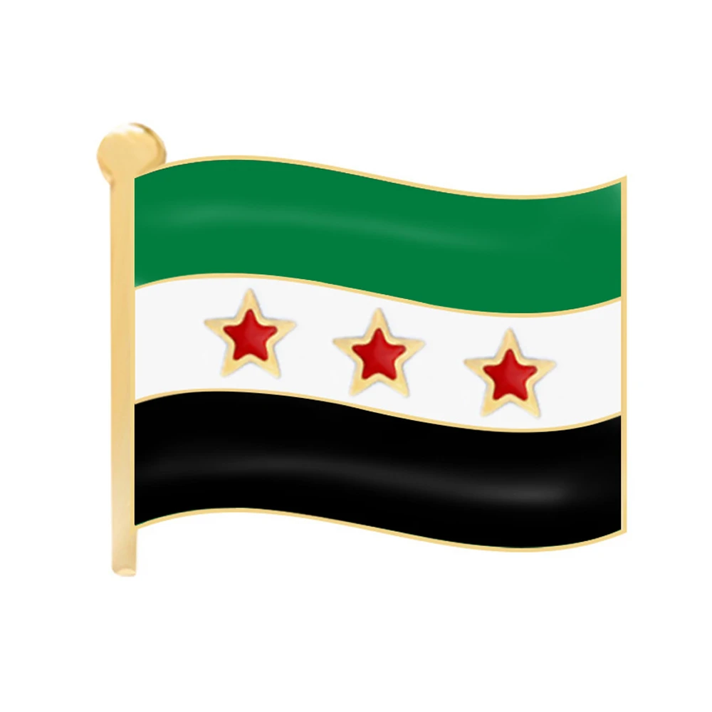 New In Syrian Map Flag Brooches for Men Women Fashion Alloy Drip Oil Pins Unisex Badge Jewelry Gifts Accessories Wholesale