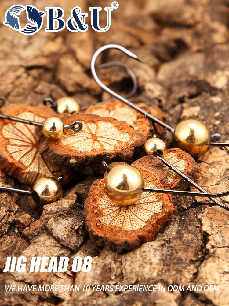 B & U 5 pièces Micro tête de gabarit hameçons de pêche ensemble 0.5g-4g tête en cuivre Mini manivelle gabarit hameçon pour ver souple leurre accessoires de pêche