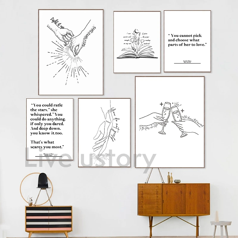 FireHeart Prints Sarah J Maas inspired Poster From Now Until the Darkness Claims Us Art Canvas Painting Bookish Quote Decor
