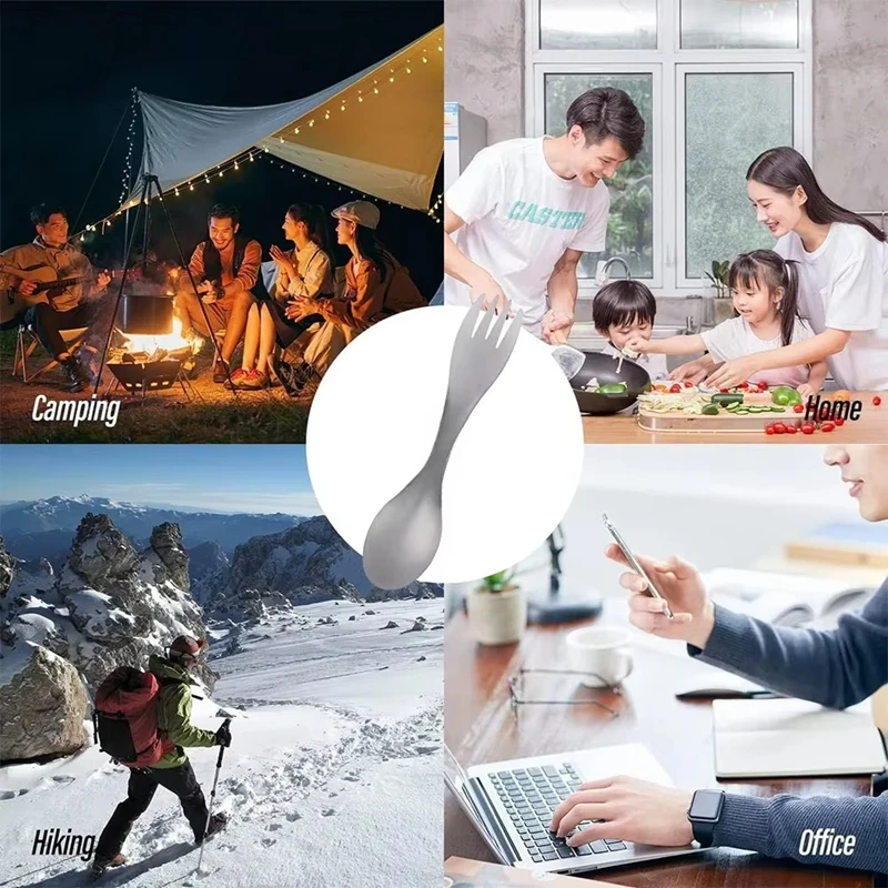 

﻿ Titanium Alloy 2-in-1 Spoon Fork Multifunctional Portable Ultralight Cookware Outdoor Camping Picnic Travel Eco-Friendly