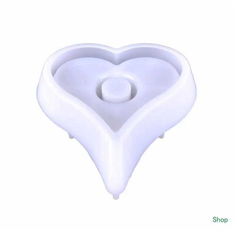 

Dropship Candlestick Silicone Mold Heart Crystal Epoxy Mold Lipstick Holder Tray Mold