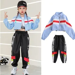 Hip Hop Dance Costumes Long Sleeved Jacket Black Pants Street Stage Clothes Child Dance Jazz Outfits Performance Wear