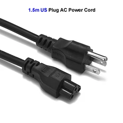 USA EU UK Plug 3 Prong Power Cord C5 Cloverleaf American USA Power Cable 3 Pin 1.5m 4ft For AC Adapters Laptop Notebook