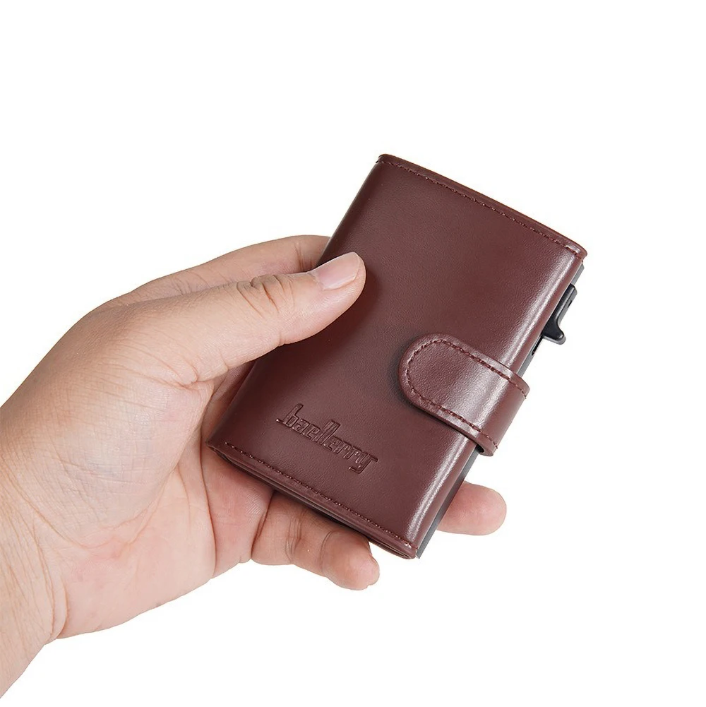 Baellerry Aluminium-Kartenhalter für Herren mit automatischem Pop-Up-Schiebeknopf, RFID-blockierende Metall-Geldbörse, kratzfest – Detail 18