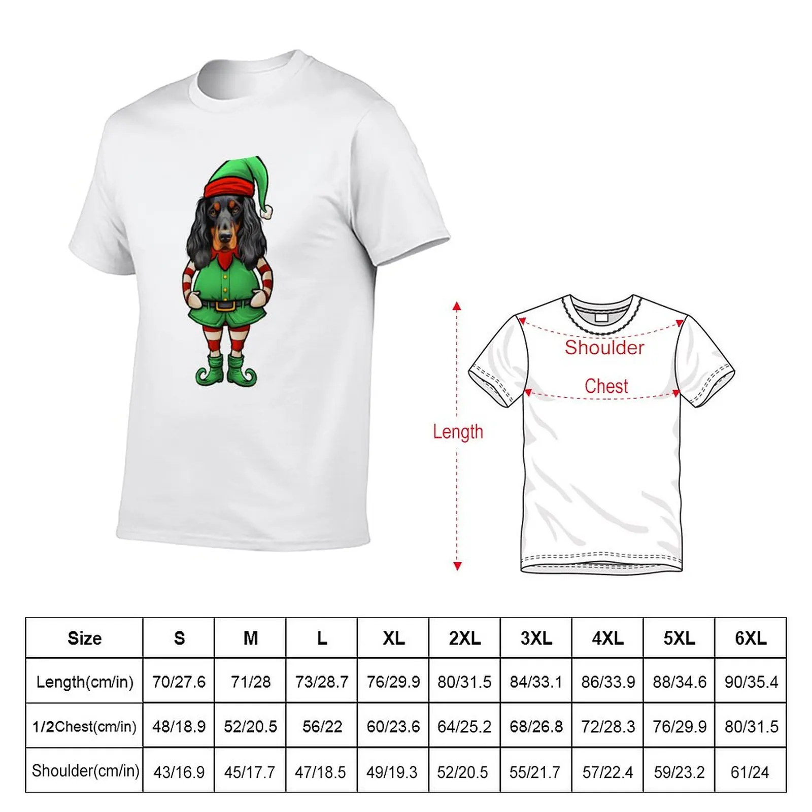 Funny Christmas Elf Gordon Setter Dog T-Shirt kawaii clothes sweat shirts graphic t shirt T-shirt men