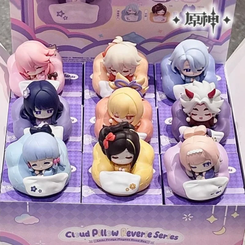 En stock, Genshin Impact, coussin nuage, série Dream, boîte mystère, aimant de réfrigérateur magnétique Chibi, figurine miniature, objet de collection d'anime