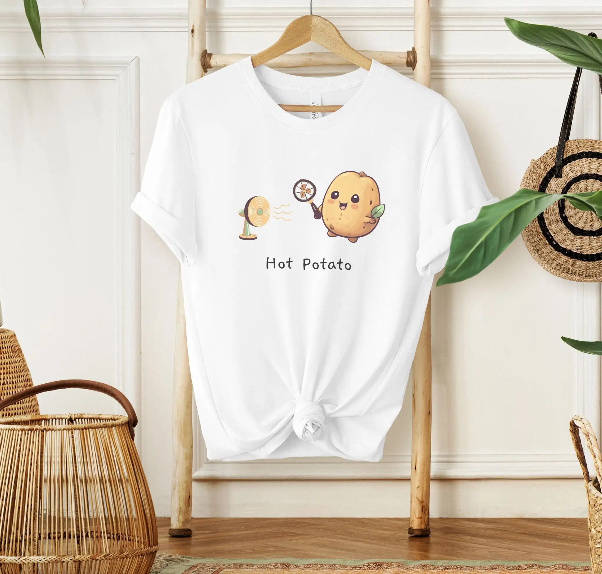 Hot Potato T Shirt Feeling Warm But Happy With Portable Fan Tater For The Lover Funny Cute