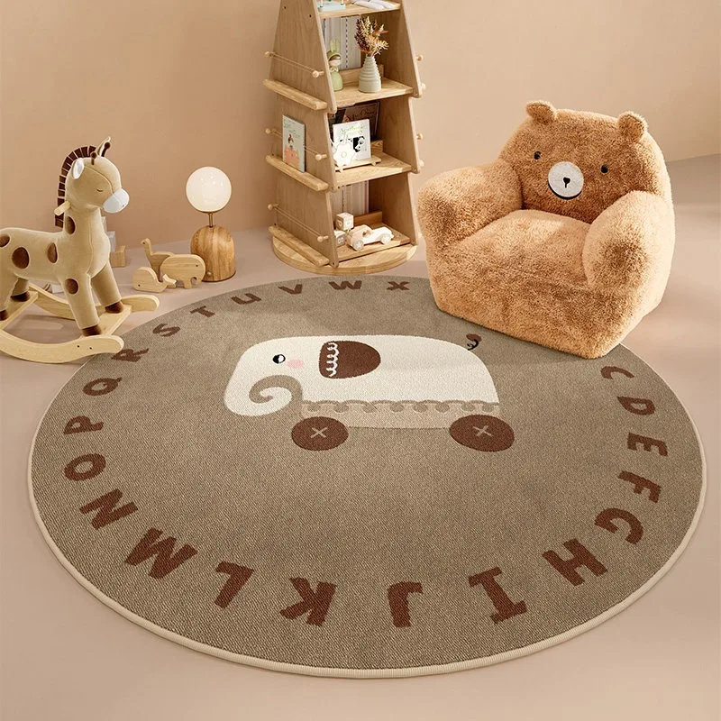 Round Living Room Carpet Soft Fluffy Comfortable Floor Mat Cartoon Animal Pattern Rugs Large Size Home Decor Mats