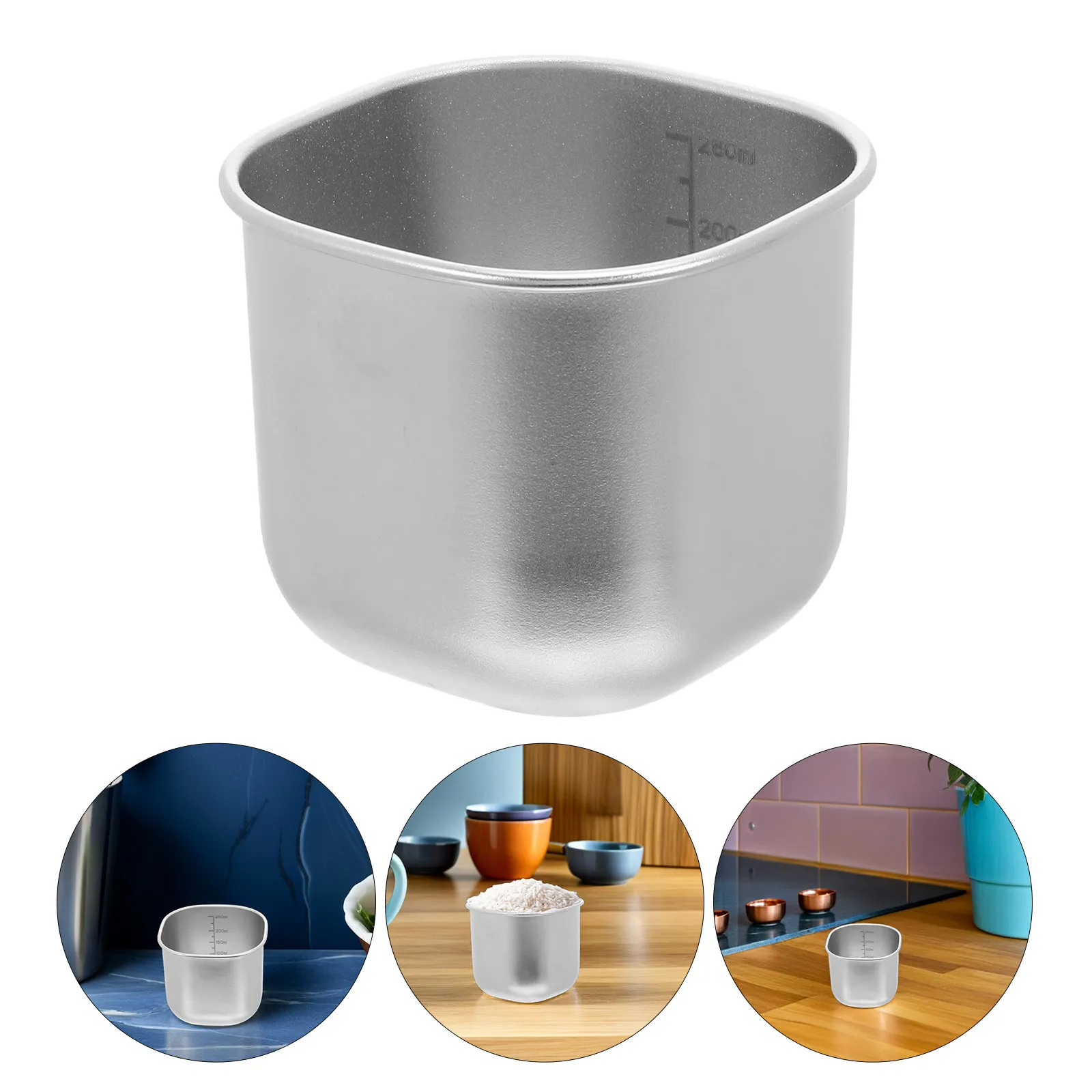 Stainless Steel Rice Measuring Cup 260Ml Square Graduated Scoop Kitchen Measuring Tools Rice Cooker Accessories Grain Storage