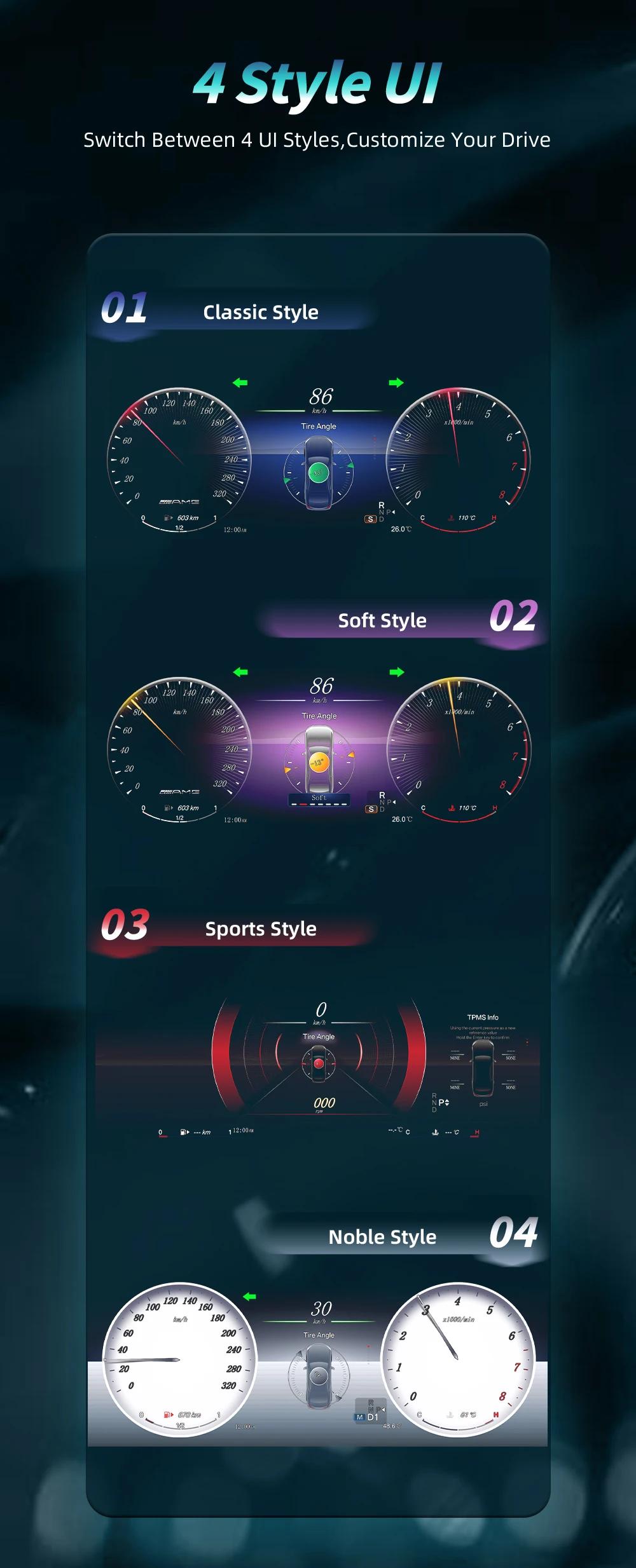 BONROAD Linux 12.3'' 1920*720P Dashboard Digital Instrument Cluster Speedometer Display For Benz A Class W176 GLA X156 CLA X117 – Detail 6