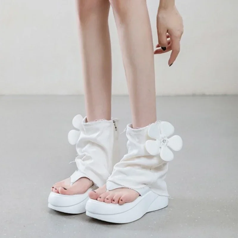 المرأة سميكة القاع صندل الأحذية 35-40 سستة كليب تو الارتفاع زيادة جولة تو خفيفة الوزن صنادل مماشي للموضة أحذية مريحة #4