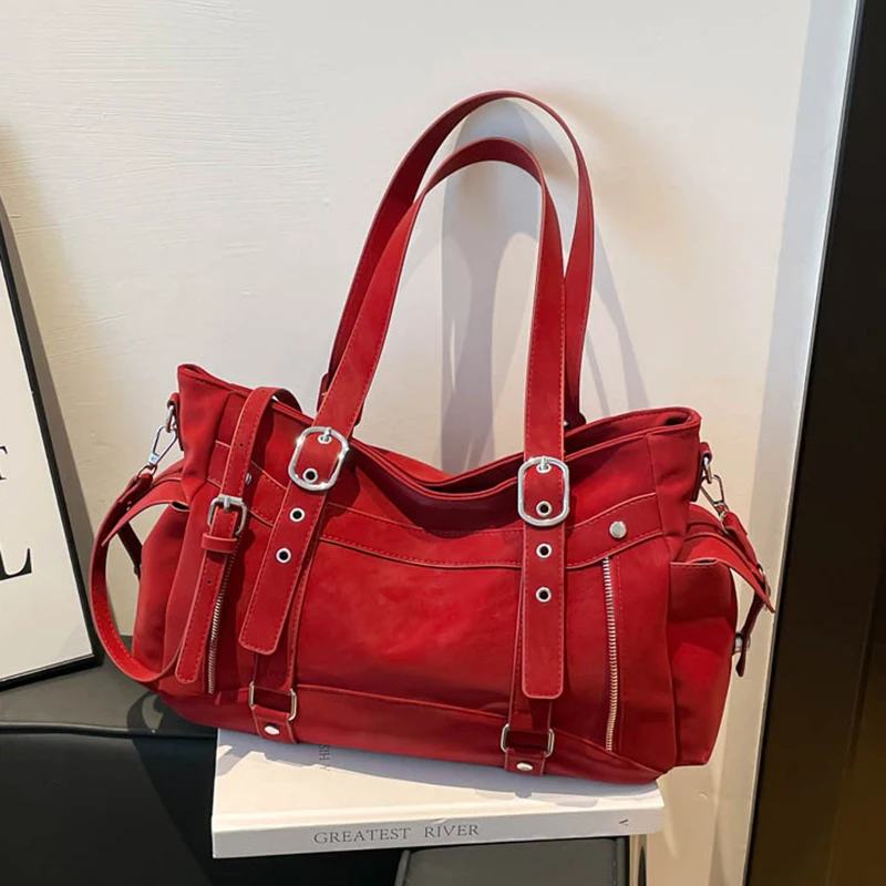 

Women's Tote Bag Metal Buckle Decor Large Capacity Adjustable Strap Casual Daily Shoulder Crossbody Bag 2026 Handbags New Trend