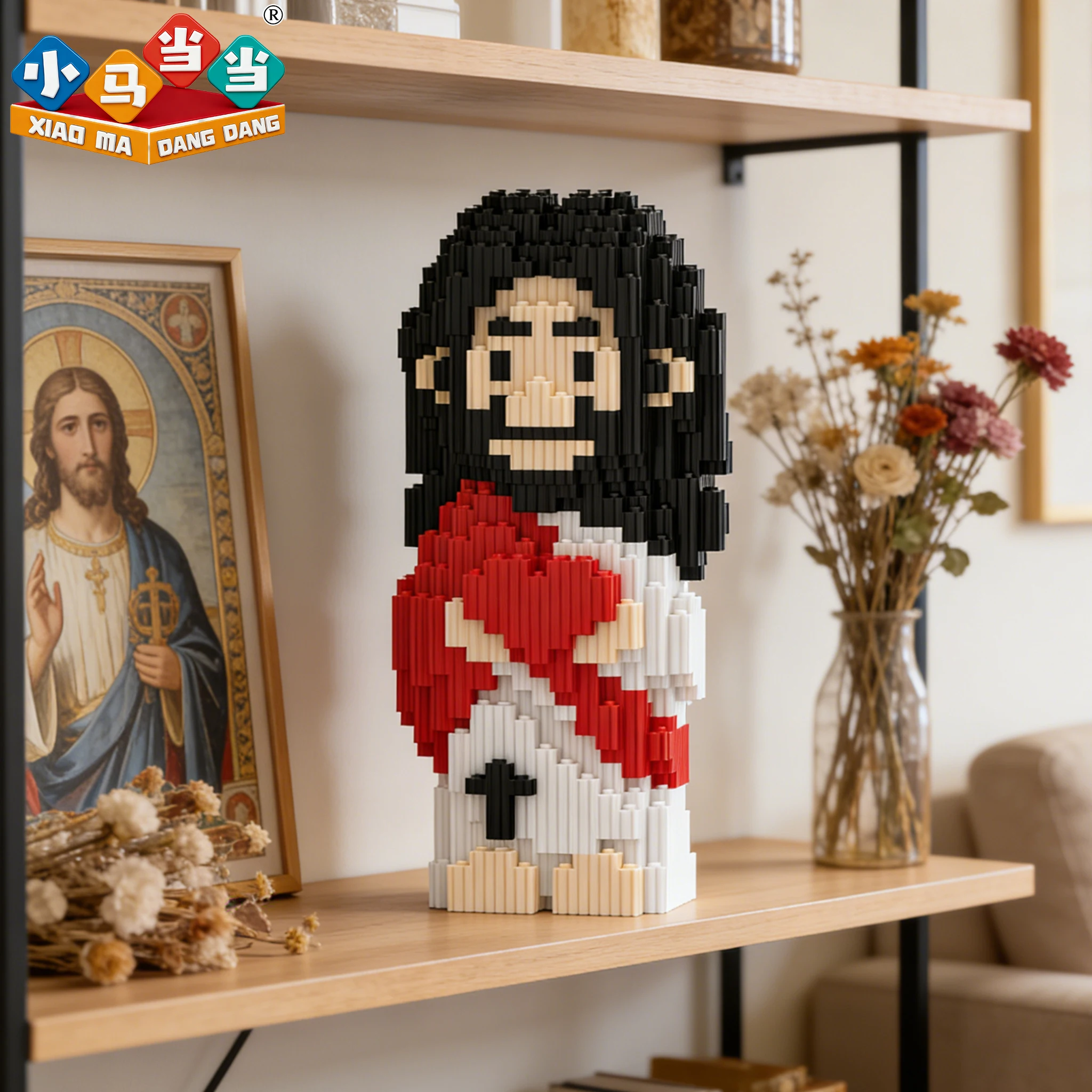 

Heart Shape Jesus Creative Building Blocks Cartoon DIY Assembly Toys For Christian Festival Birthday Gift Room Decoration Blocks