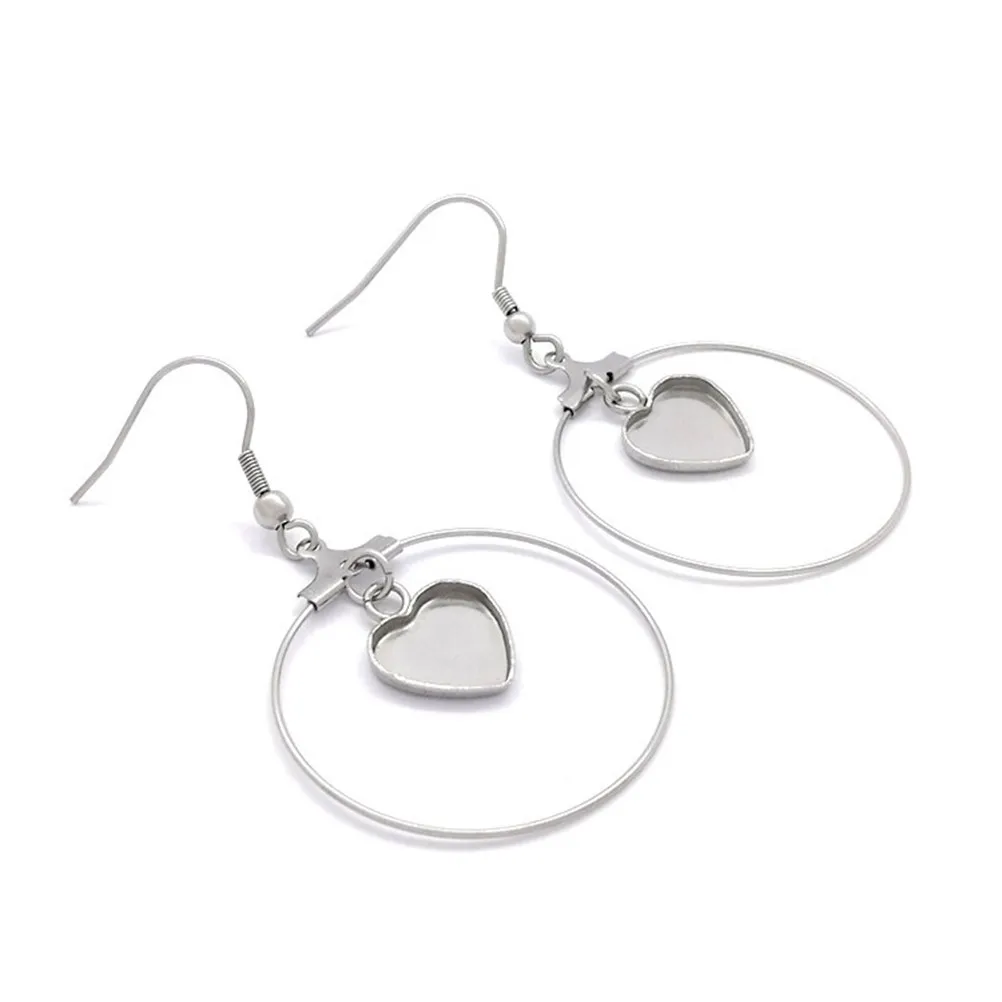 

30Pcs Ear Ring Bezel Base Accessories Premium Stainless Steel Round Star Heart Shapes DIY Jewelry Making Earring Setting Tray