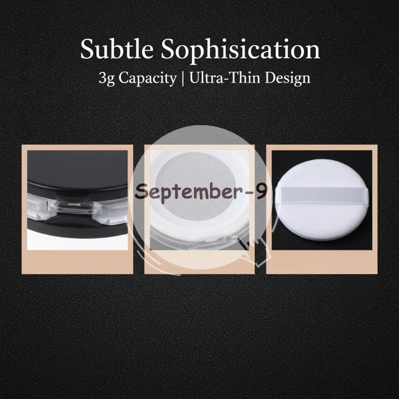 Ultra-thin Plastic Loose Powder Case 1Pcs 3g with Mirror & Soft Puff Mini Empty Makeup Jar for Travel Outdoor Use
