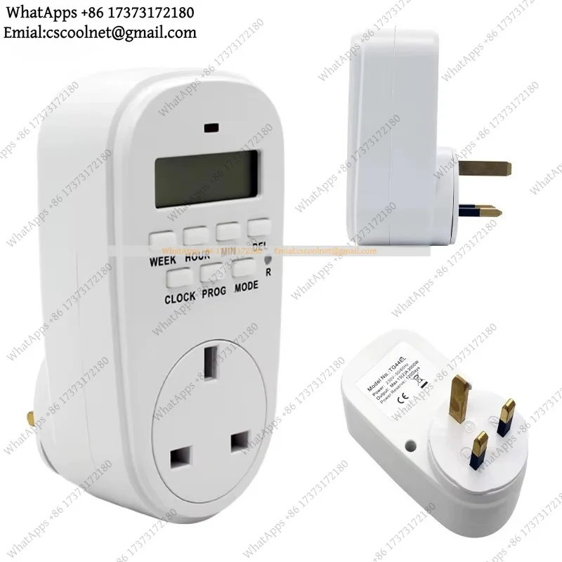 Digital Timer Socket 13A 230VAC 24H Programmable 20 On/Off Rechargeable Battery Plug-in Electronic Accessories