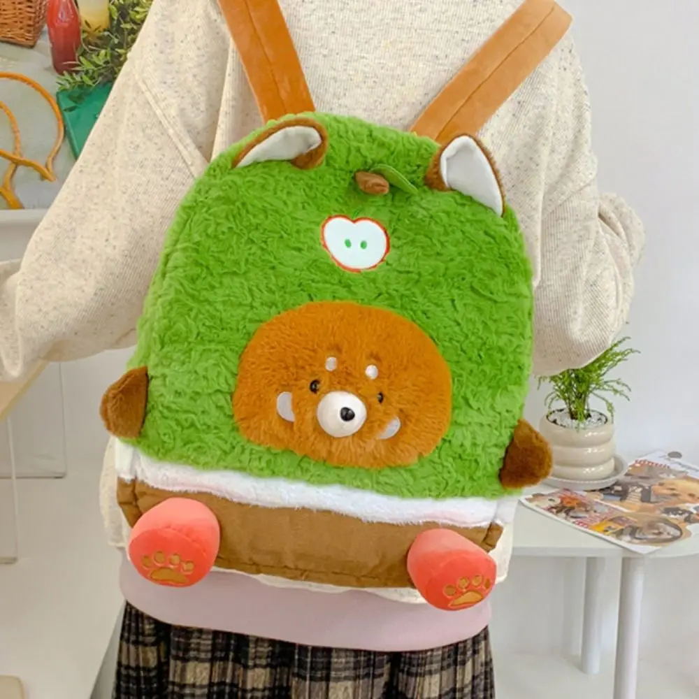 

Sweet Kawaii Cartoon Fluffy Backpack 3D Doll Knapsack Student’s School Bag Bear Casual Plush Shoulder Bag Girls