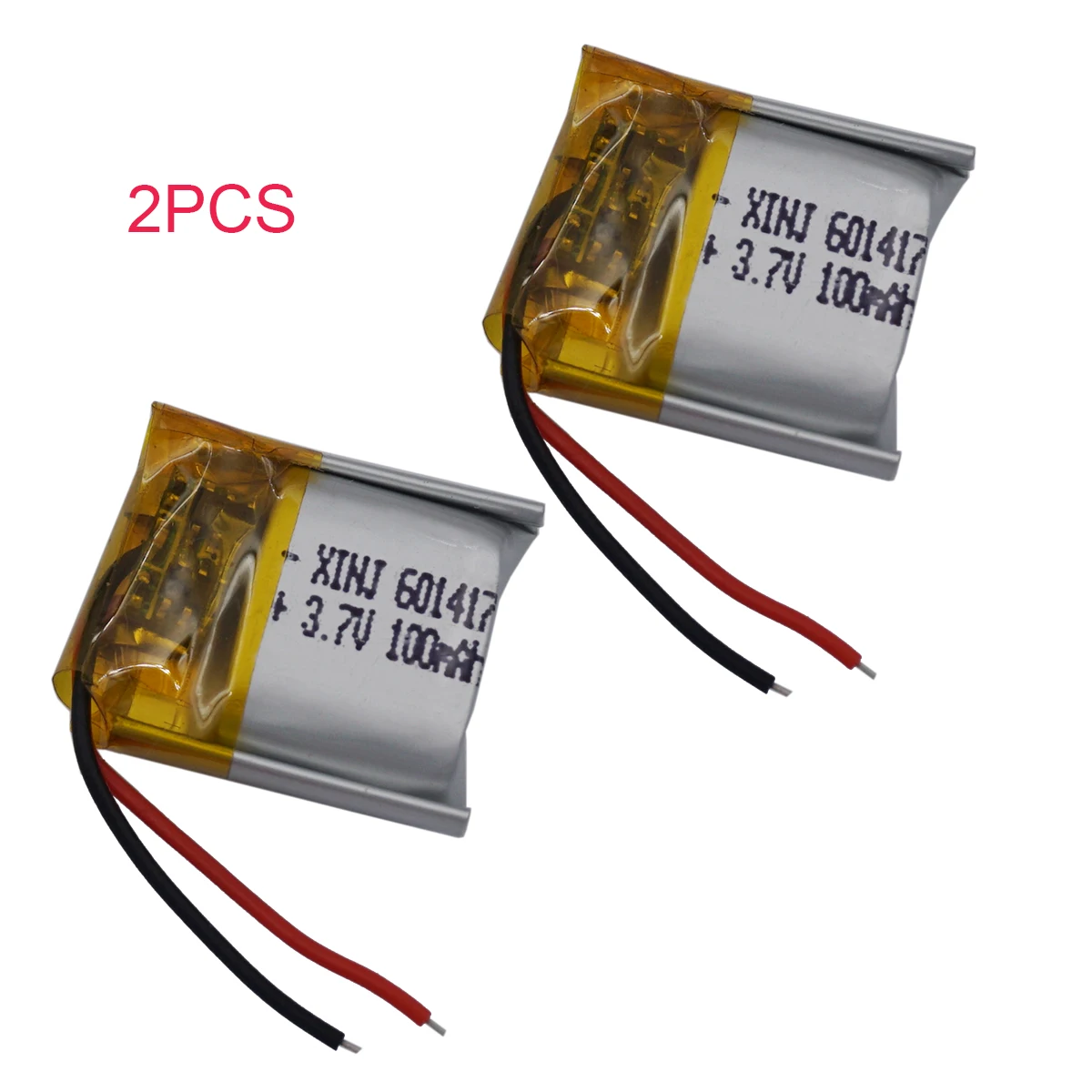 2pcs 3.7V 100 mAh Rechargeable Polymer Li Battery 601417 Lipo For Speaker GPS Sat Nav Driving Recorder Bluetooth Mp4 3D Glasses