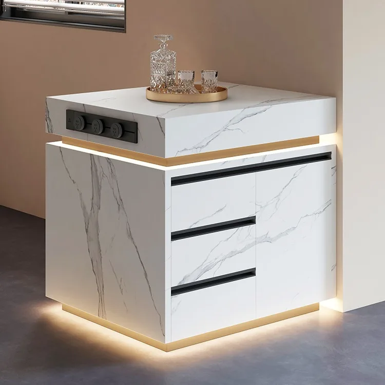 Open plan, kitchen, slate, removable, bar, dining table, integrated cabinet