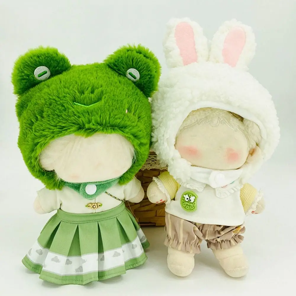 Casco de muñeca de dibujos animados, Gorro con orejas de animales, zorro, ciervo, tiburón, Panda, cerdo, conejo, gato, traje de cambio, juego de vestir, lindo sombrero de felpa, 20CM