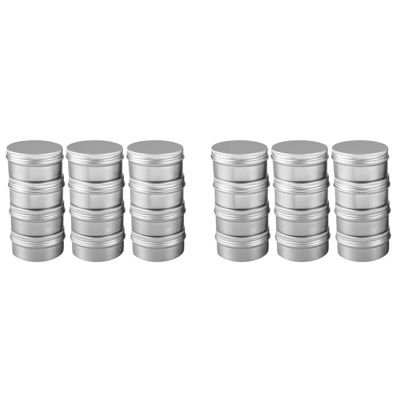 

AB35-24 Pack 80Ml Tins Containers Tea Aluminum Box Round Metal Lip Balm Balm Storage Box Jar Containers With Screw Cap