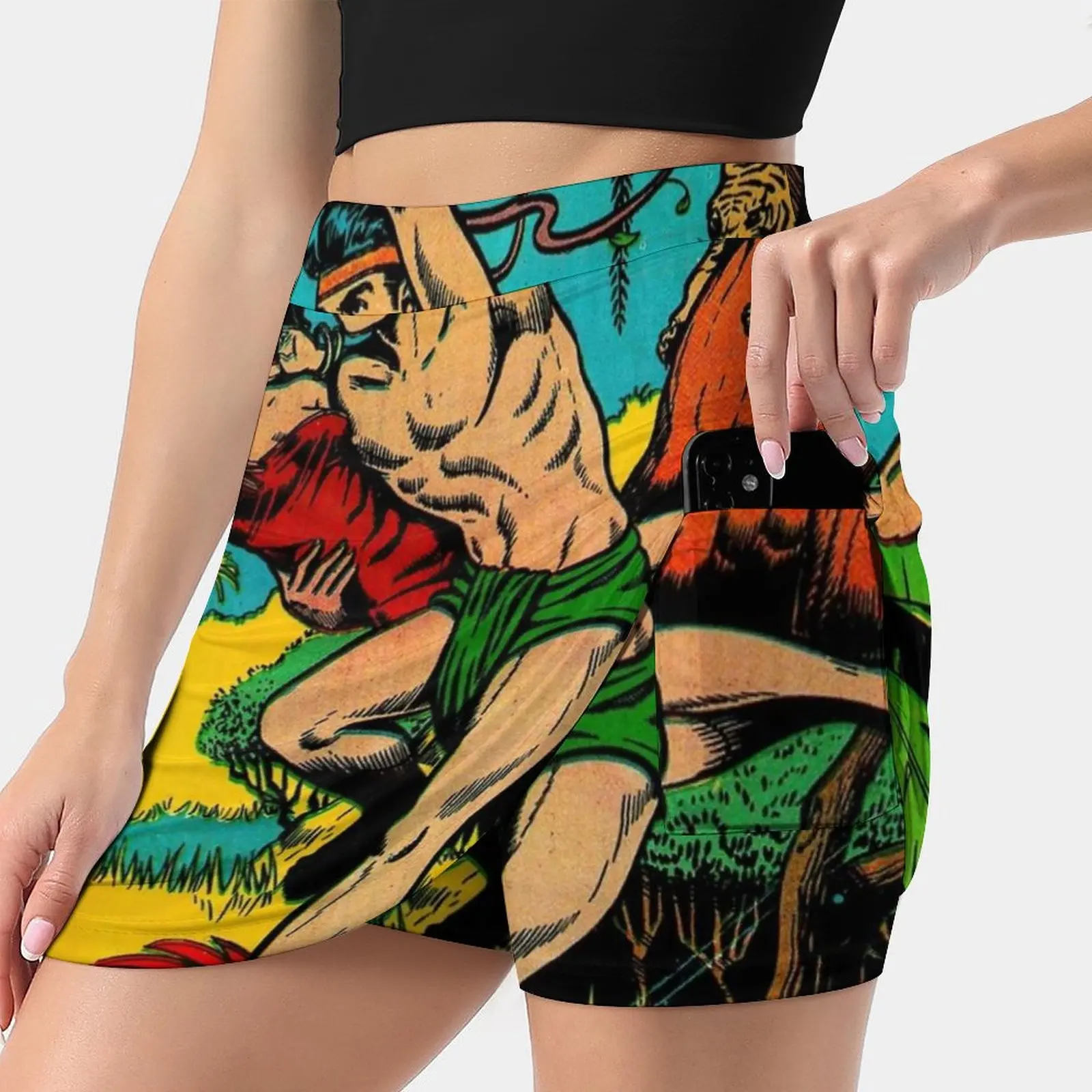 Crown Comics Tarzan Skirts Woman Fashion 2022 Pant Skirt Mini Skirts Office Short Skirt Retro Comic Horror Classic Beast Beware