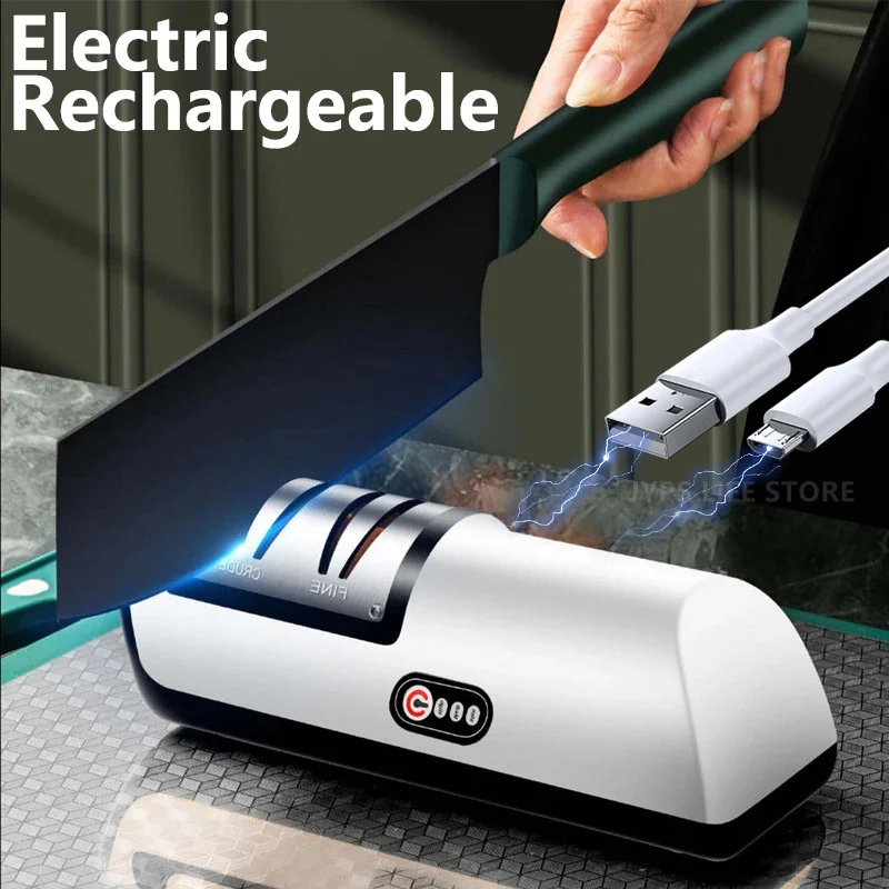 USB Electric Knife Sharpener Automatic Adjustable Rechargable Sharpener Knives Scissor Sharpening Stone Kitchen Tool Grinder