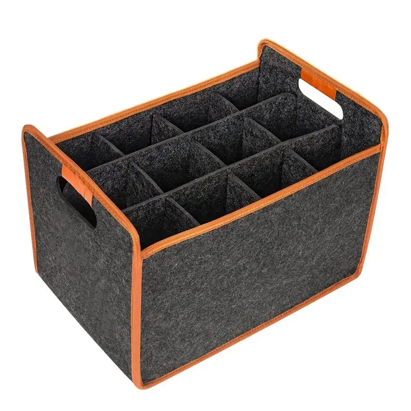 

12 Bottle Wine Carrier Storage Box With Divider Portable Wine Holder Bag Liquor Bottle Tote With Handle Storage Organization