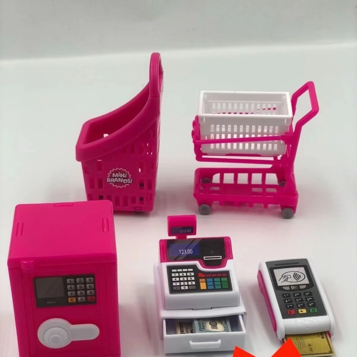 mini Supermarket shopping baskets shelves cash registers Mini Fake Toys carton style Mini Brand Fun Gadgets Boys and Girls