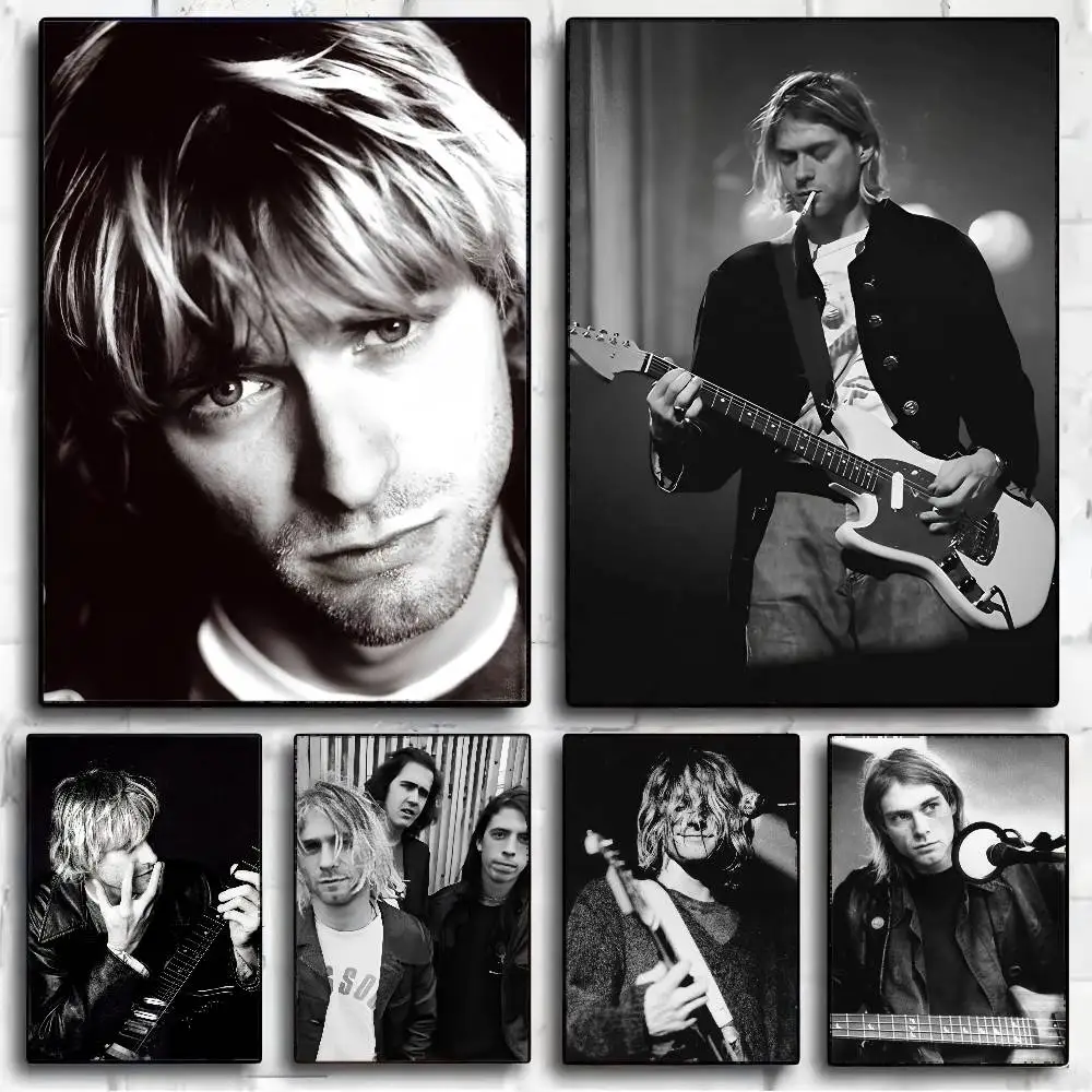 Sänger K-Kurt C-Cobain Anime Poster Sticky HD Qualität Wandkunst Retro Poster für Zuhause Kawaii Room Decor