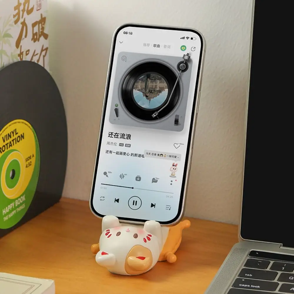 

New Lying Cat Shape Phone Holder Mini Resin Phone Stand Cartoon Portable Glasses Storage Holder Home Decor