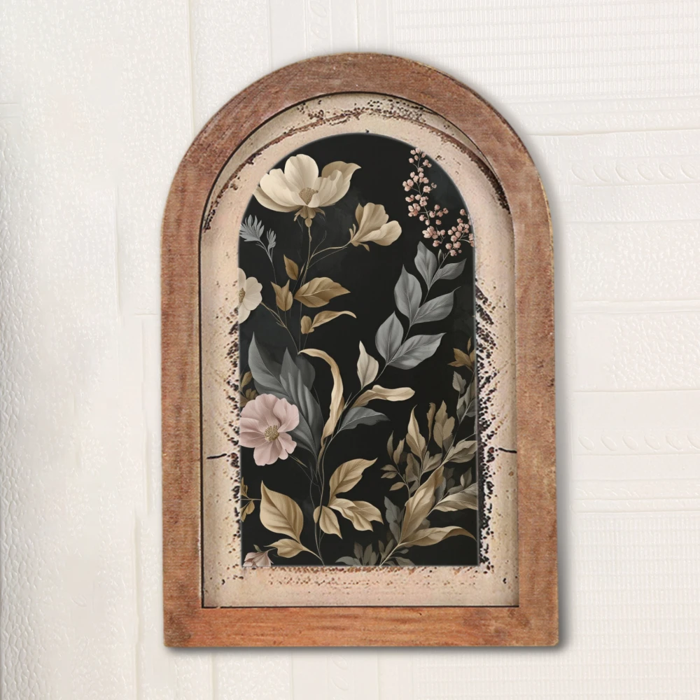 Vintage Bogenförmiger Holzrahmen Wandkunst Florale Botanische Lustige Tier-Wanddekoration Landhaus Heimdekoration – Detail 18