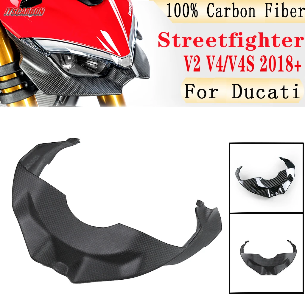 

For Ducati Streetfighter V2 V4 V4S 2018 2020 2022 2023 Real Carbon Fiber Motorcycle Front Headlight Lower Surround Fairing Kits