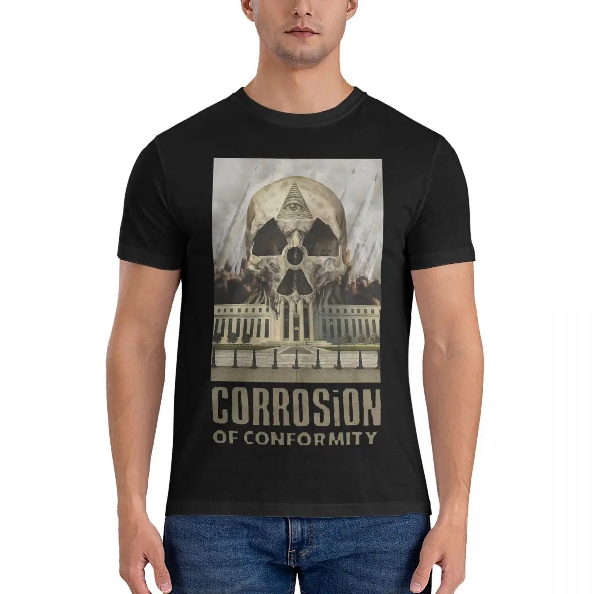 Heavy Metal Rock Band T Shirt Men Pure Cotton Humorous T-Shirts Crew Neck Corrosion Of Conformity T Shirt Short Sleeve Clothing