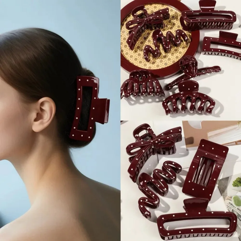 الخريف الشتاء الأحمر البولكا نقطة القوس القرش كليب الفرنسية مشبك شعر مقاطع أناقة إكسسوارات الشعر للنساء الفتيات هدية عيد