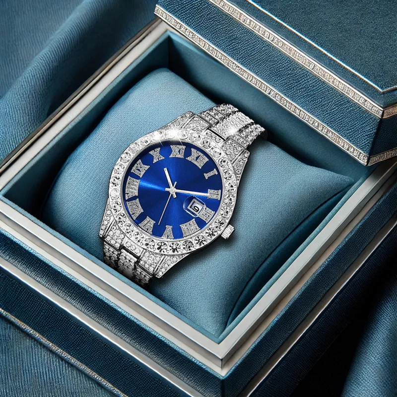 

1 шт. женские серебристо-синие ограниченная серия романтический календарь звездное небо старинные римские кварцевые часы