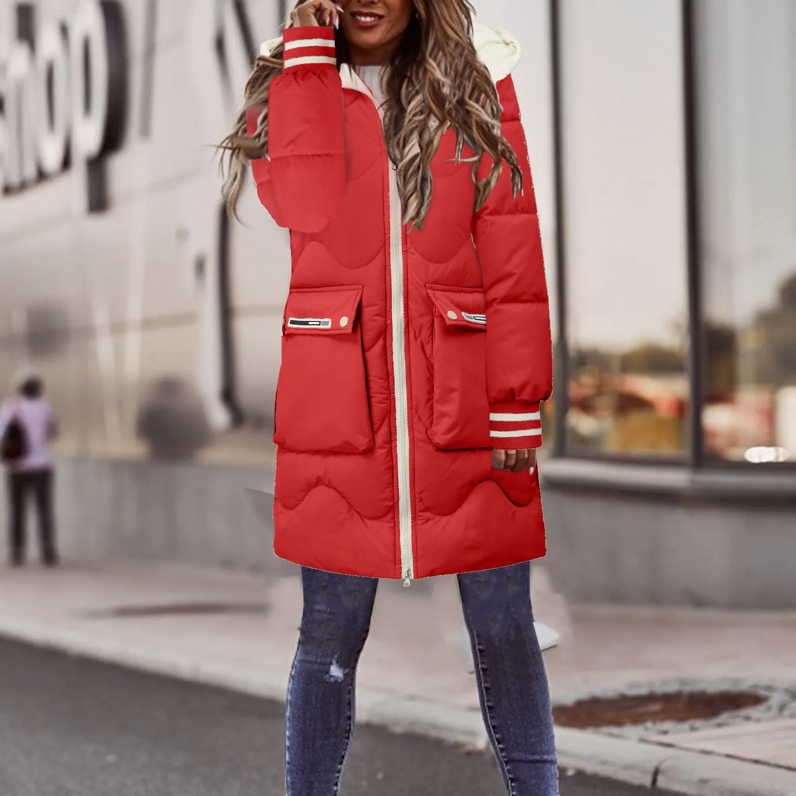 Winter Losse Halflange Capuchon Katoen Gewatteerde Jassen Dikker Warme Sneeuwkleding Parka Oversized Vrouwen Windscherm Casual Jassen