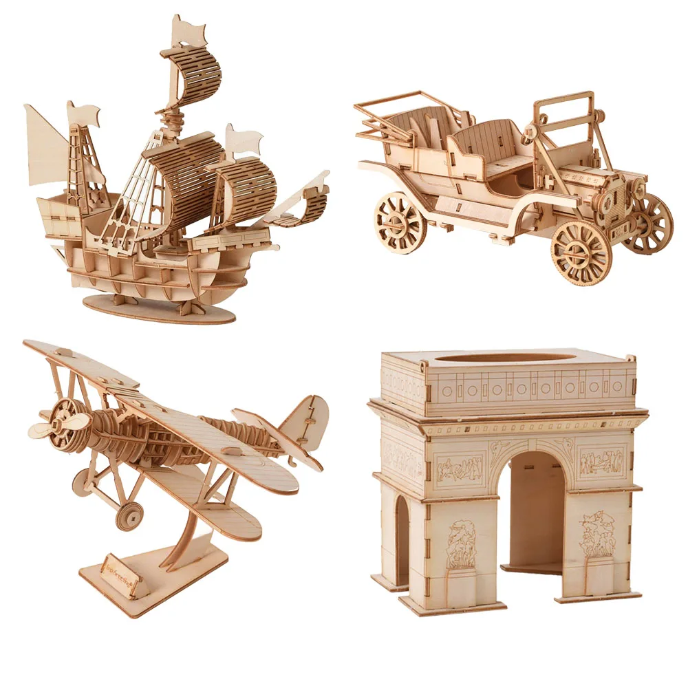 3D Segelboot Flugzeug Holz Puzzle Montage Modell Puzzle DIY Handwerk Gebäude Kit Spielzeug Für Geburtstag Weihnachten Geschenke Hause Dekoration