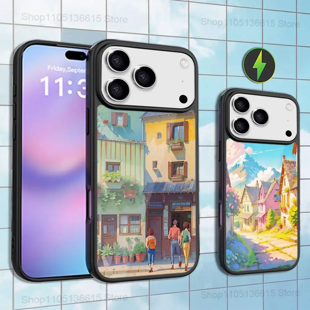 

Painted Art House Phone Case For iPhone 16,15,17,14,13,12,11,Pro,Max,Plus,Mini,Magsafe,Magnetic Wireless Charging Case