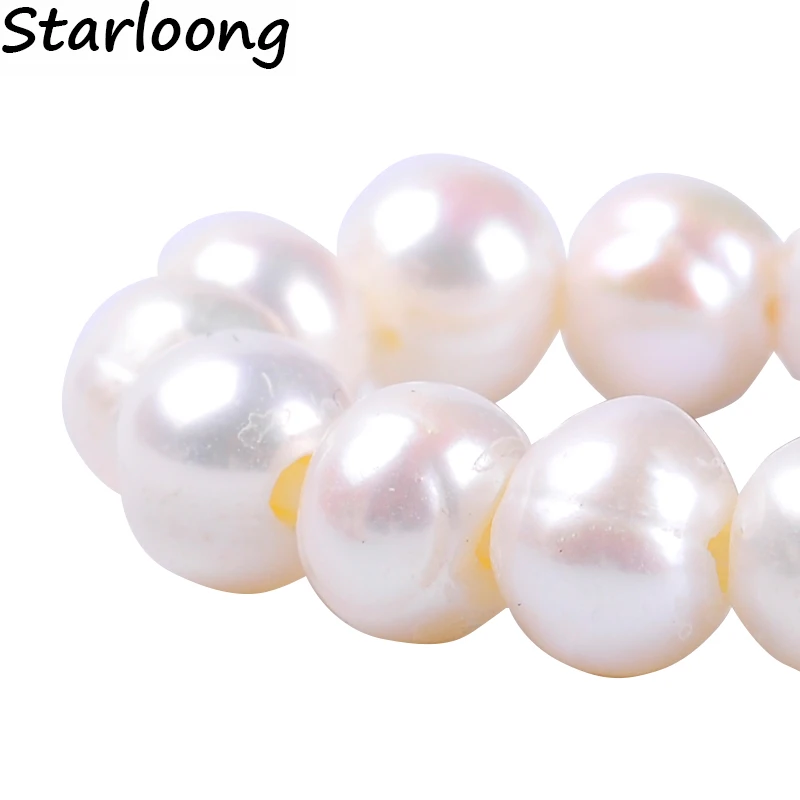 

1pack/lot A high quality 7-8mm round white Thread punch natural freshwater pearl beads jewelry making for necklace & bracelet