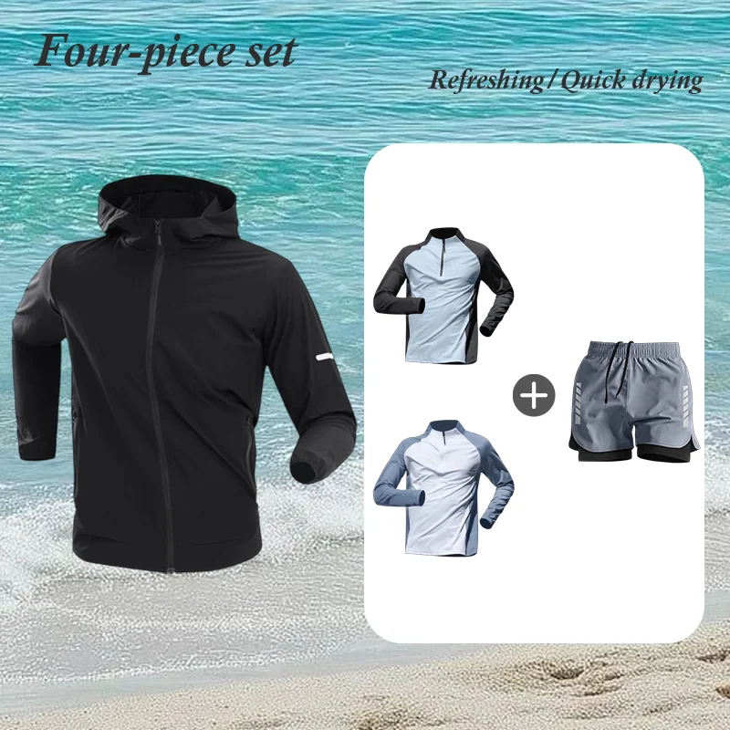 

Men's Fitness Clothes Quick-Drying Spring and Summer Sports Suits Tight-Fitting Gear for Night Running & Cycling Training