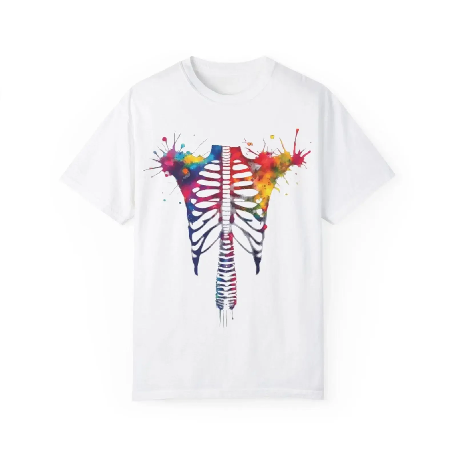 Rib Cage T shirt Emo Urban Streetwear Gothic Unique vintage Washed Casual Top For Everyday Wear homme graphic Breathable