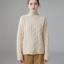 Tailor Sheep Fall Winter New 100% Pure Cashmere Sweater Turtleneck Women's Thicken Warm Female Loose Large Size Knit Jumper