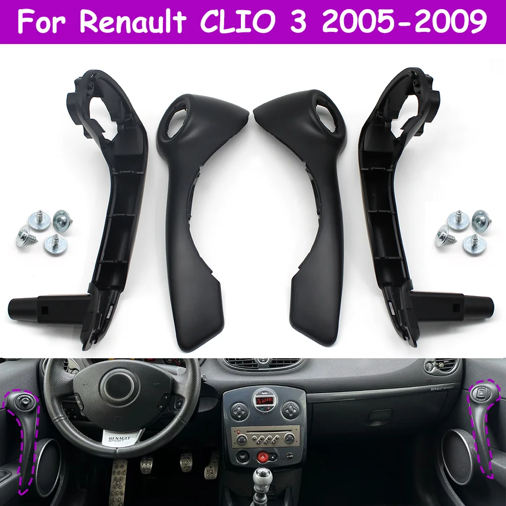 CLIO 3 Car Interior Front Left Right Inner Door Pull Handle Assembly Kit Replacement For Renault 2005-2009 8200815900 8200815918