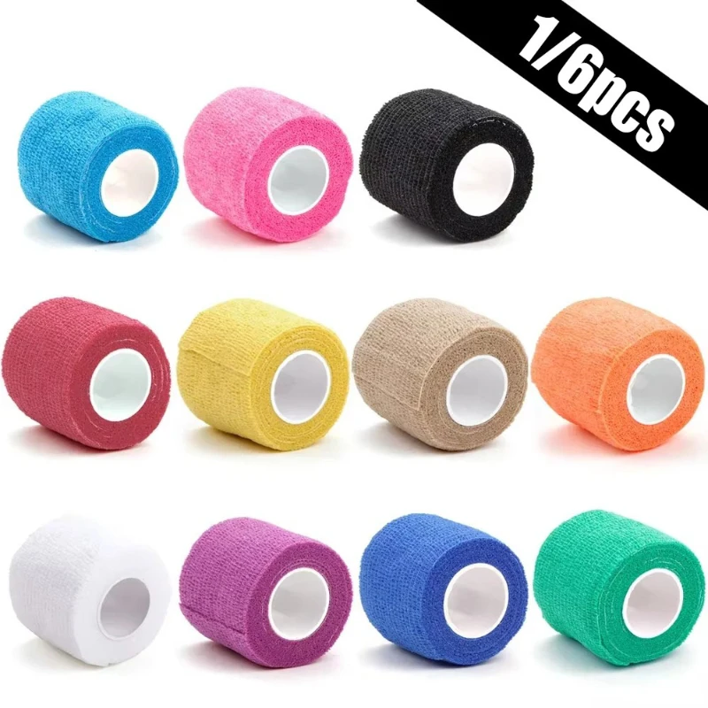 

1/6Pcs Self-Adhesive Elastic Bandage Elastic Non-Woven Wraps Tape Disposable Tattoo Bandage Grip Tape Finger Protection Bandage